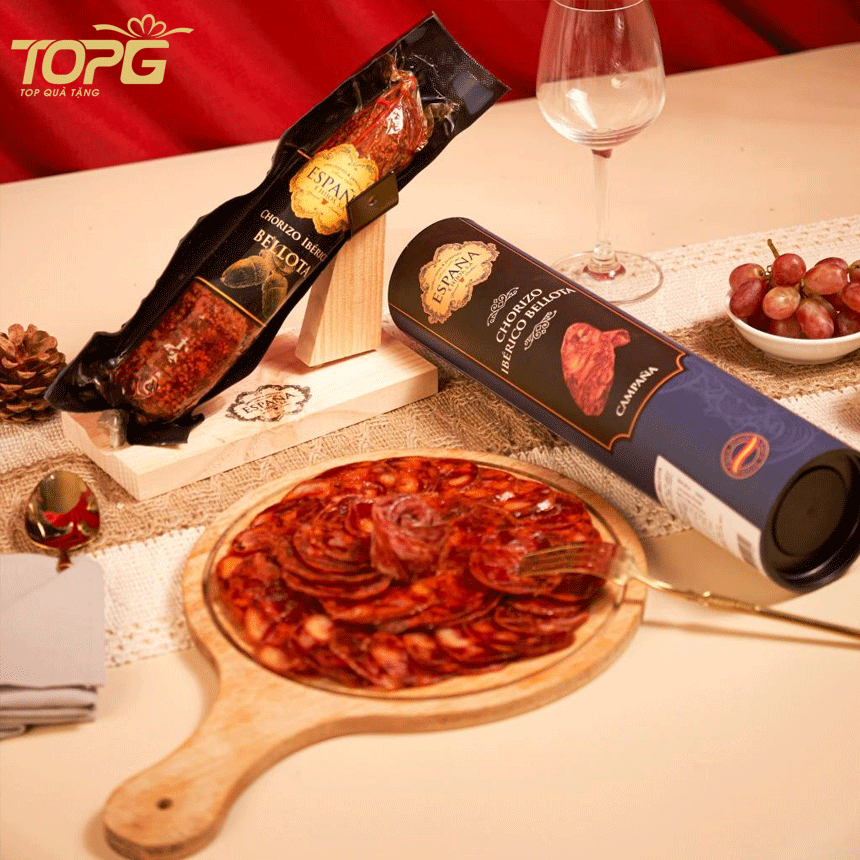Salami Ống Sốt Tiêu Chorizo Iberico Bellota Campana 4 salami ong sot tieu chorizo iberico bellota campana