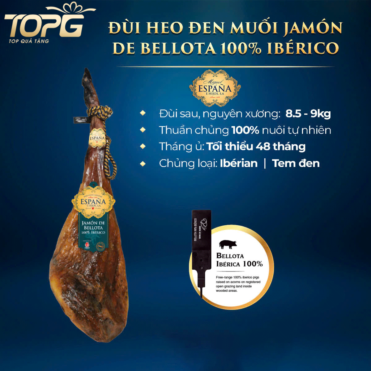 Đùi Heo España Jamon 100% Iberica De 8.5 - 9 Kg 3 dui-heo-espana-jamon-100-iberica-de-8-5-9-kg